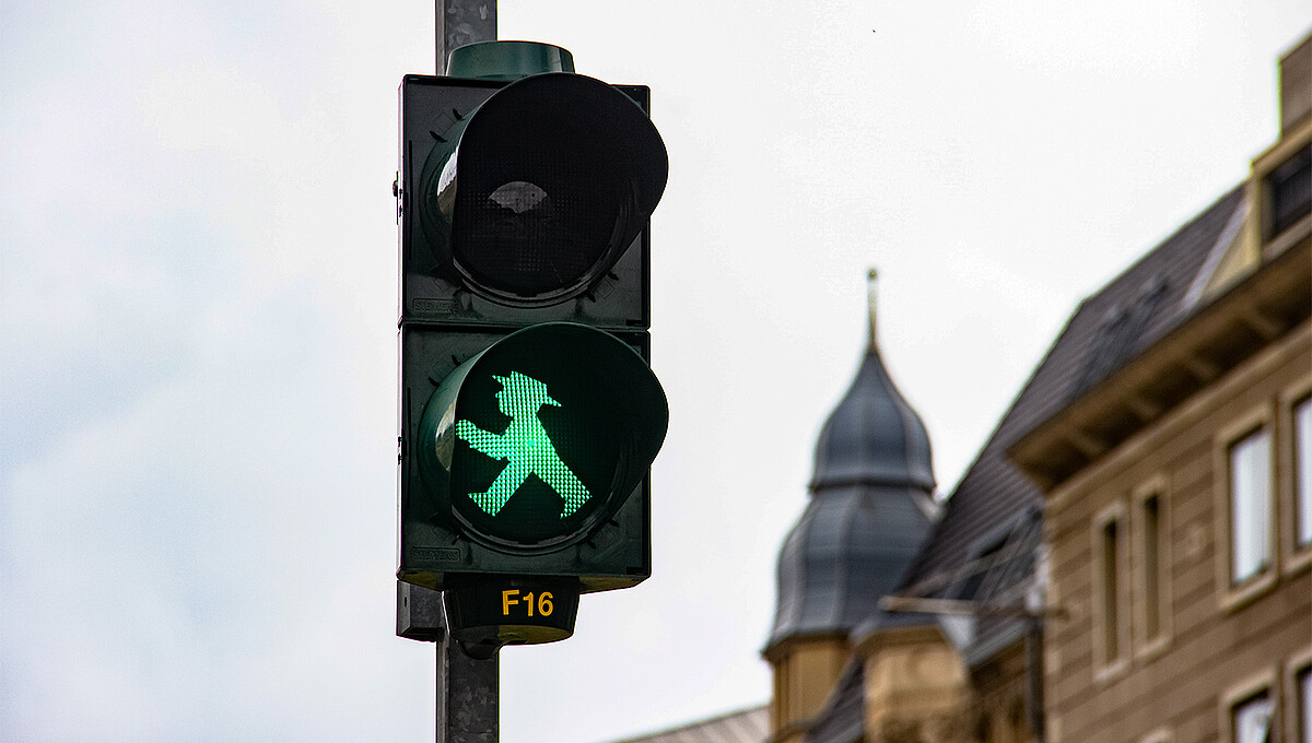 The ‘Ampelmännchen’ has become something of an icon. The gentleman in the hat is from “east Berlin”. Green means go – the Berlin Ampelmännchen has become something of an icon.
